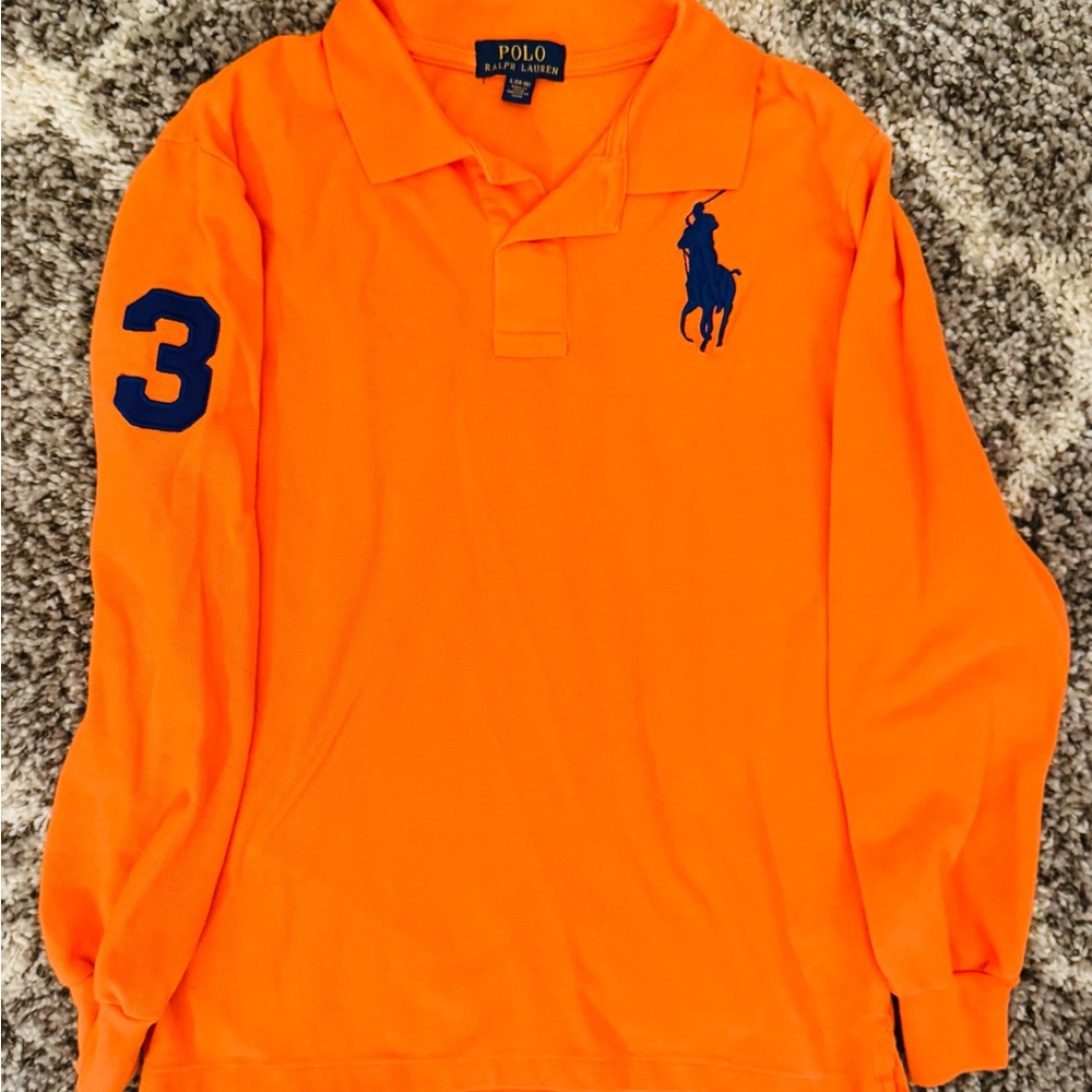 Ralph Lauren Orange and Blue Polo Shirt